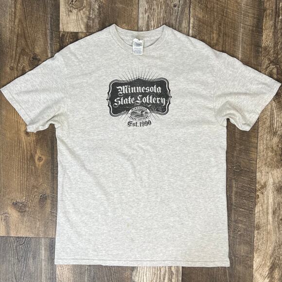 Vintage Minnesota State Lottery Gray Crew Neck T-Shirt Large - Picture 2 of 7
